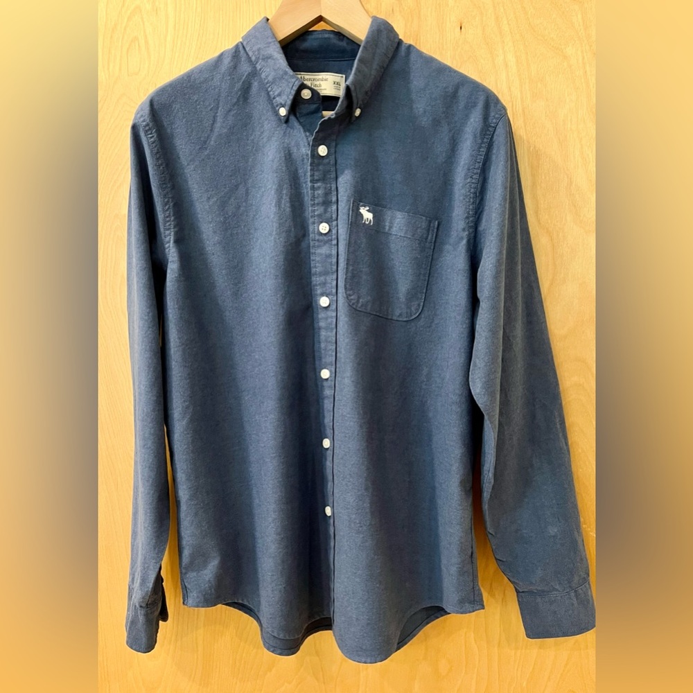Abercrombie & Fitch Men's Blue Button Up Long Sleeve XXL